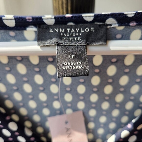 Ann Taylor Factory Navy Polka Dot Midi Dress - Picture 4 of 6